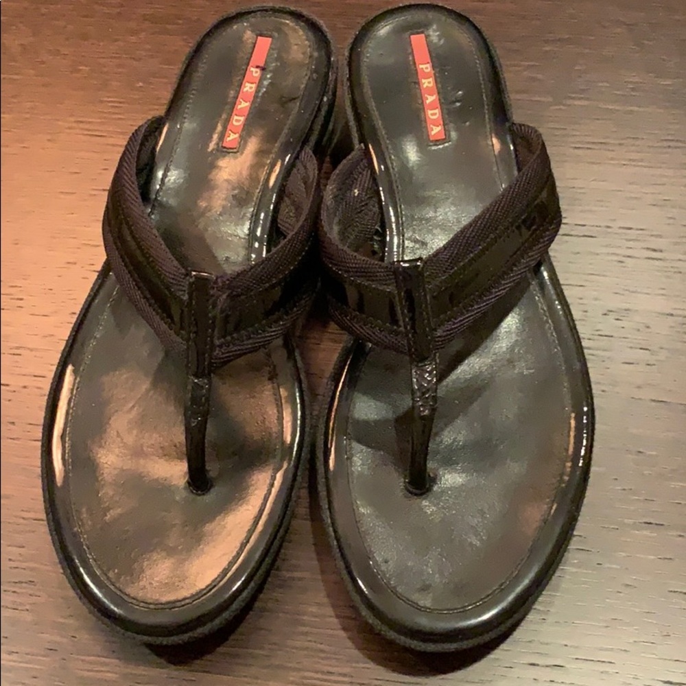 Prada Sport patent leather sandals size 6
